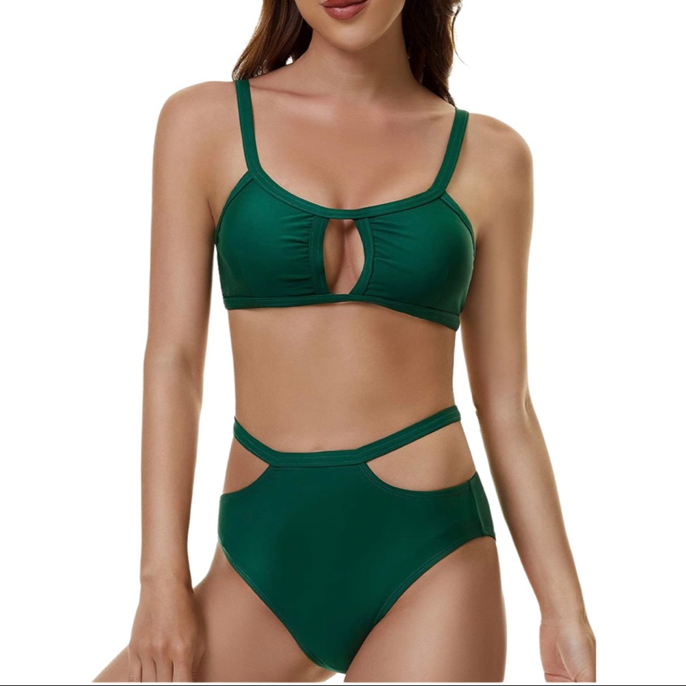 Peddney Women Cutout High Waisted Bikini Swimsuit Strappy  Bathing Suit